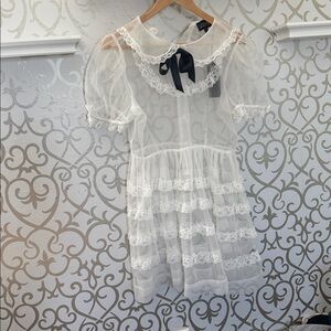Dolls Kill White Lace Midi Dress